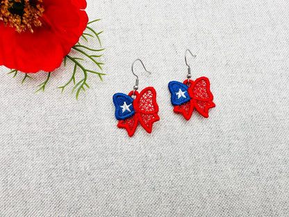 Patriotic Bow Earrings FSL