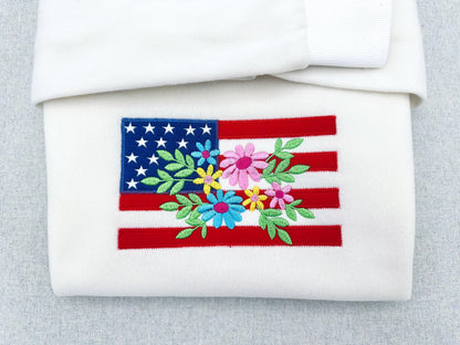Floral USA Flag Applique