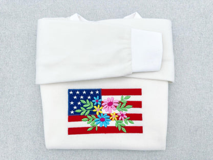 Floral USA Flag Applique