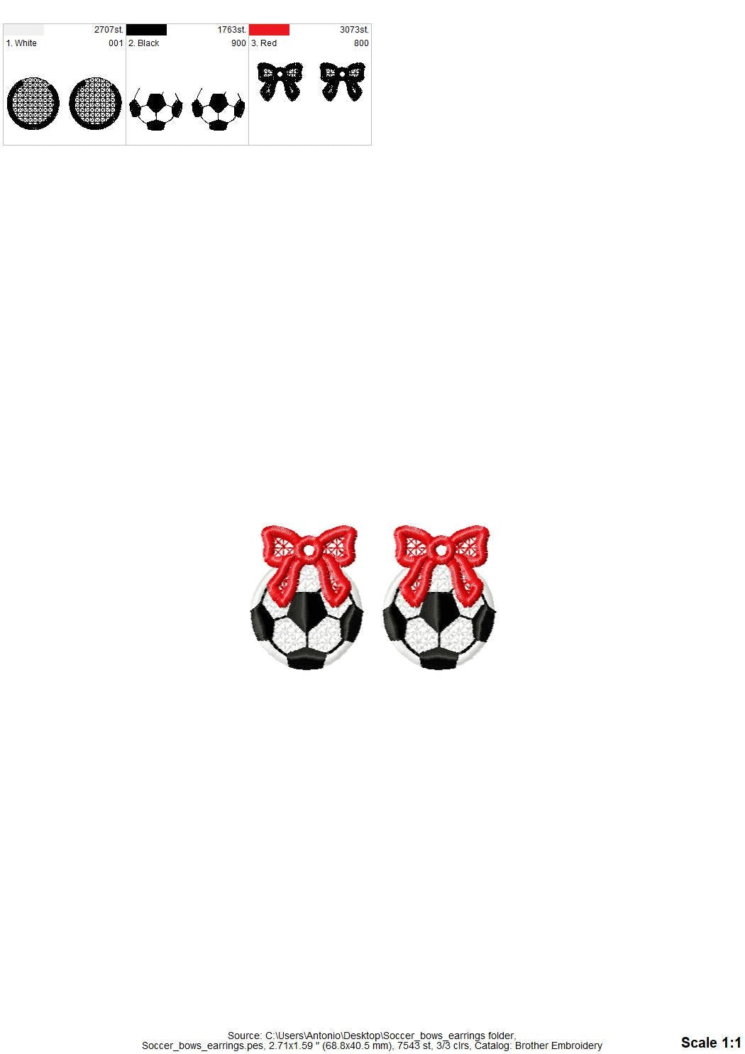 Soccer and Bow Earrings FSL