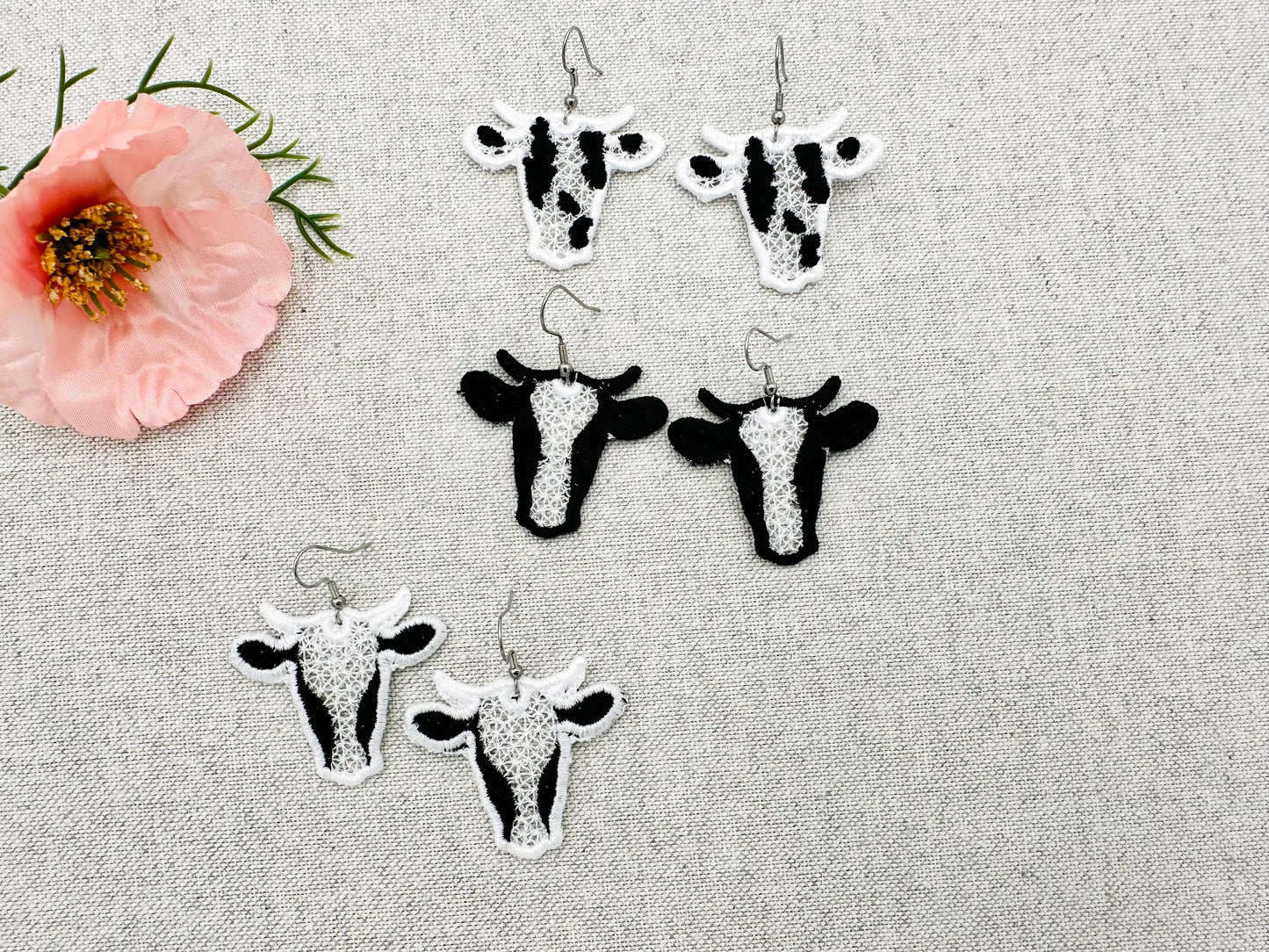 Cowgirl Cow Earrings Set