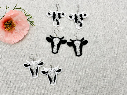 Cowgirl Cow Earrings Set