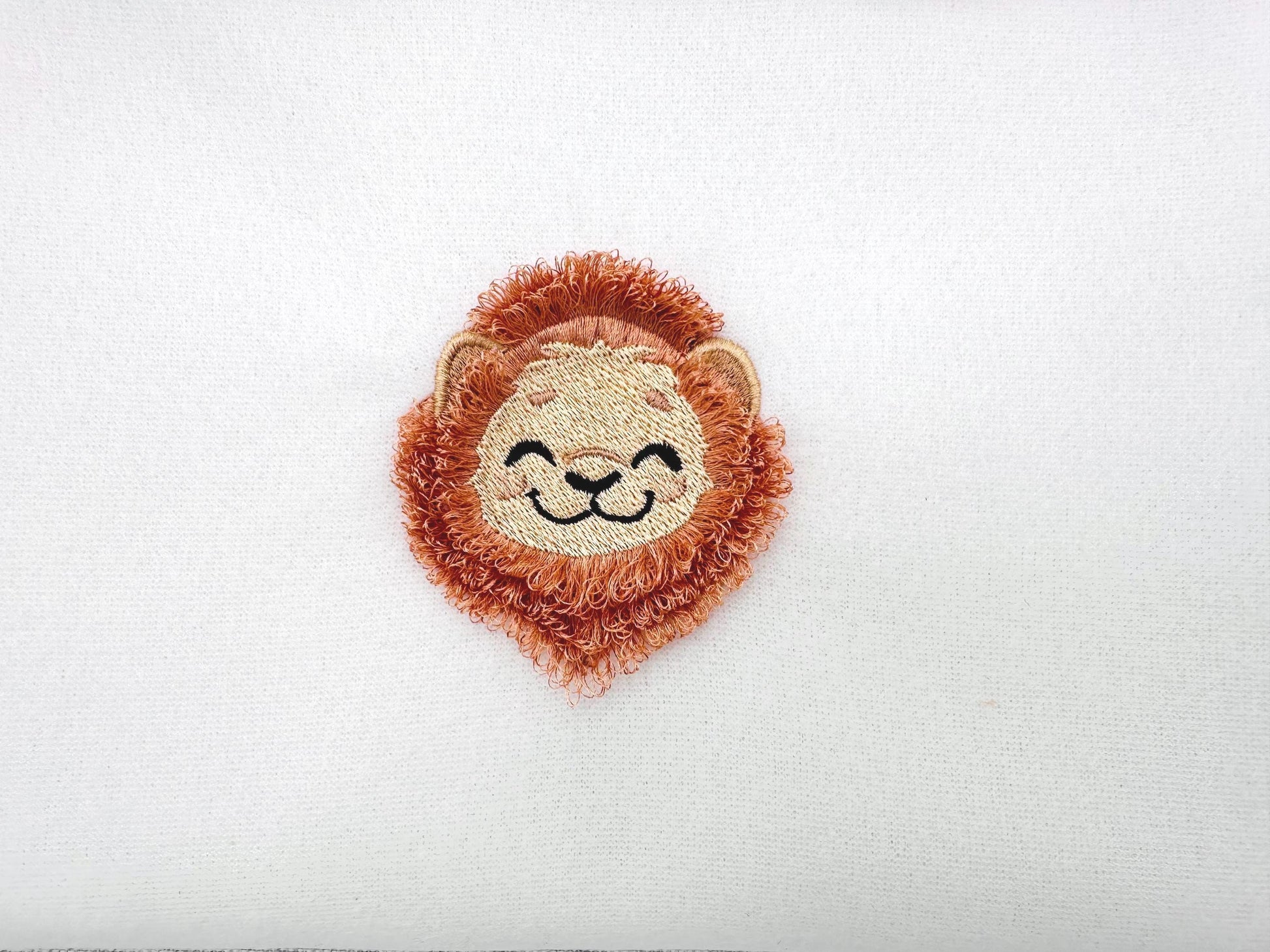 Little Lion Head Fringed Fluffy fur chenille cute Lion wild animal kids baby boys fringe machine embroidery designs