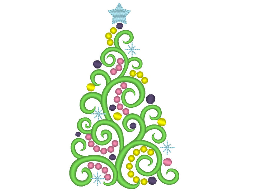 Swirl tree Christmas machine embroidery designs INSTANT DOWNLOAD – | Artapli - image 1