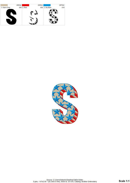 Patriotic Fill Stitch Font