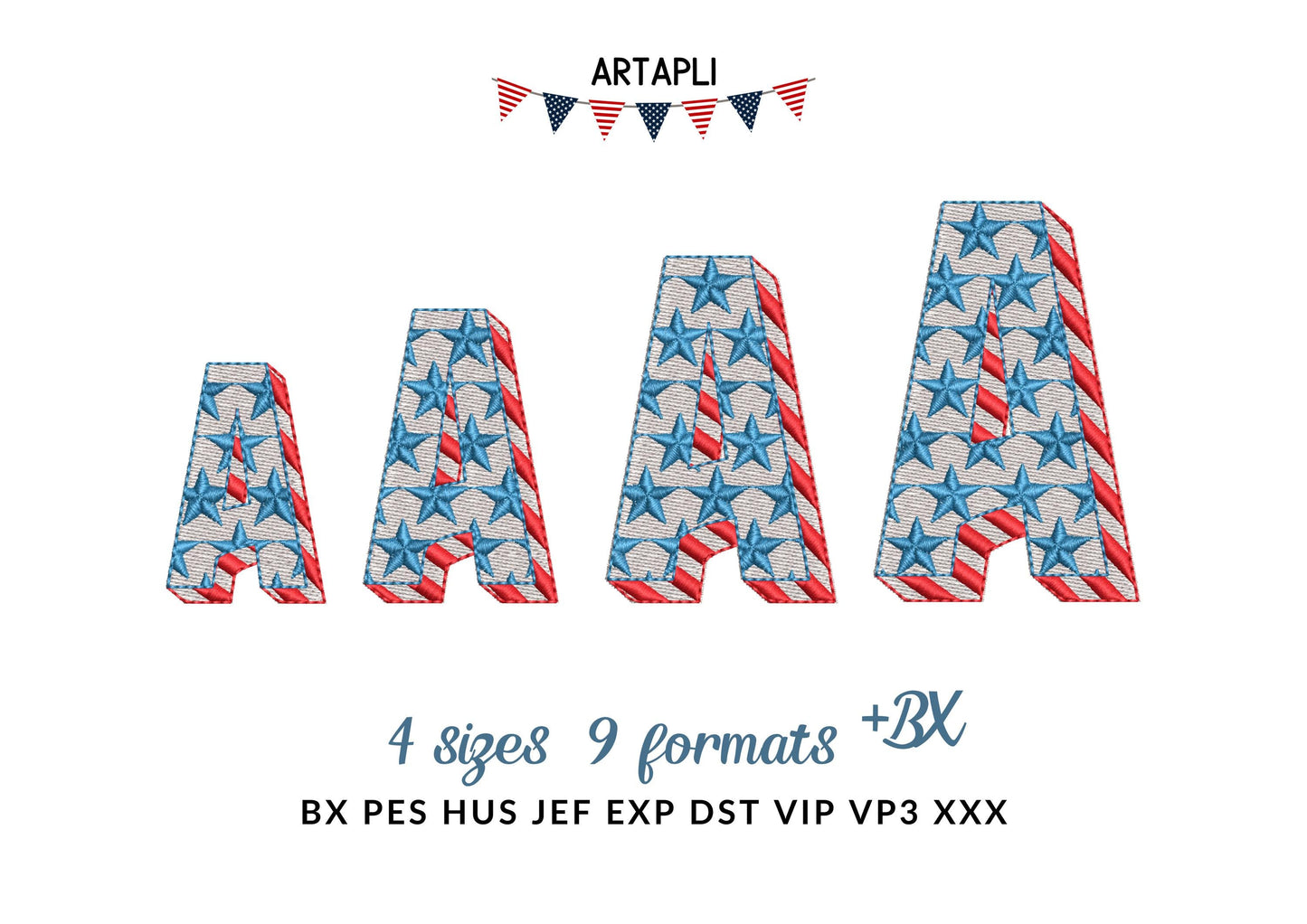 Patriotic Fill Stitch Font