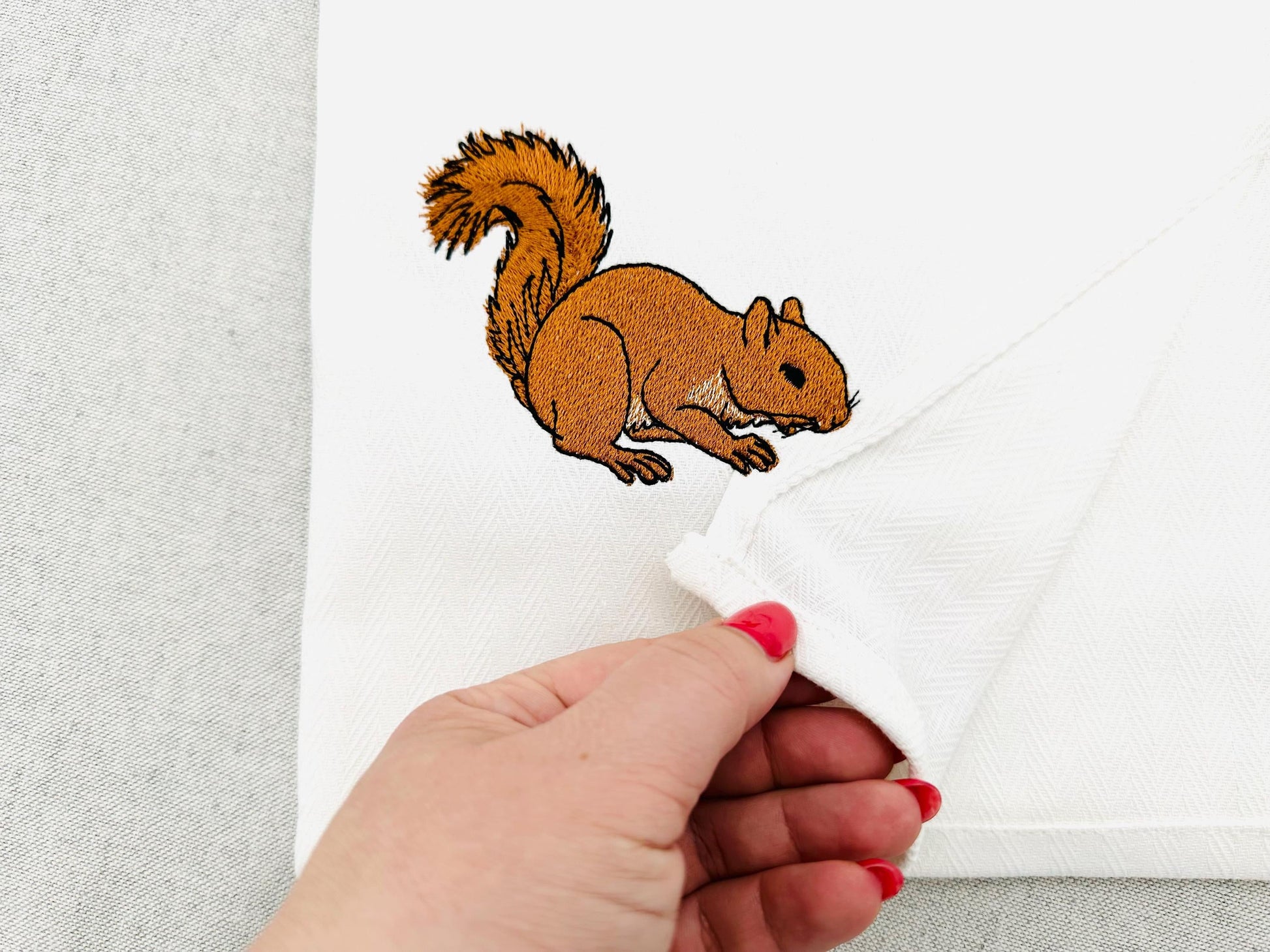 Naughty Playing Squirrel stealing kitchen dish towel animal thief machine embroidery designs ITH