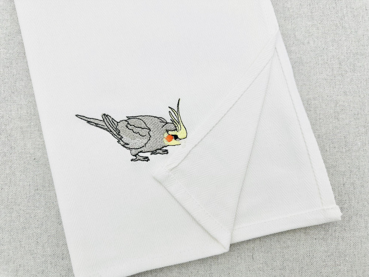 Cockatiel Parrot stealing kitchen dish towel pet bird thief machine embroidery designs ITH