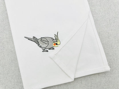 Cockatiel Parrot stealing kitchen dish towel pet bird thief machine embroidery designs ITH