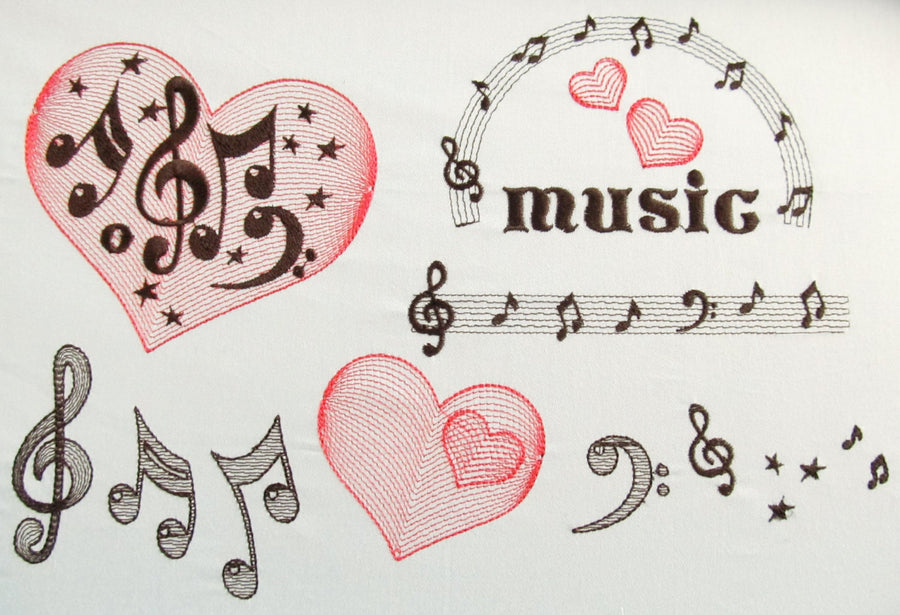 Love Music Rock attitudes, mini font and more – Embroidery 1" 2" 3" 4" 5" 6" | BX PES DST JEF | Artapli