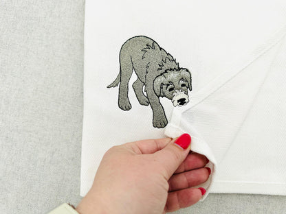 playing Irish Wolfhound Puppy Dog kitchen dish towel pet animal Thief machine embroidery designs ITH