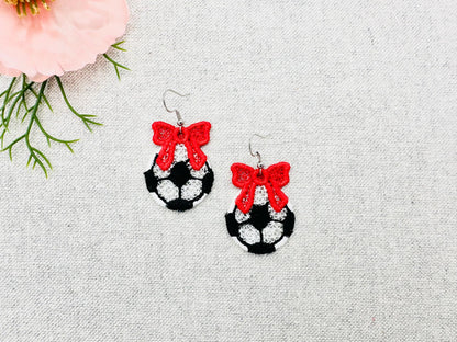 Soccer and Bow Earrings FSL