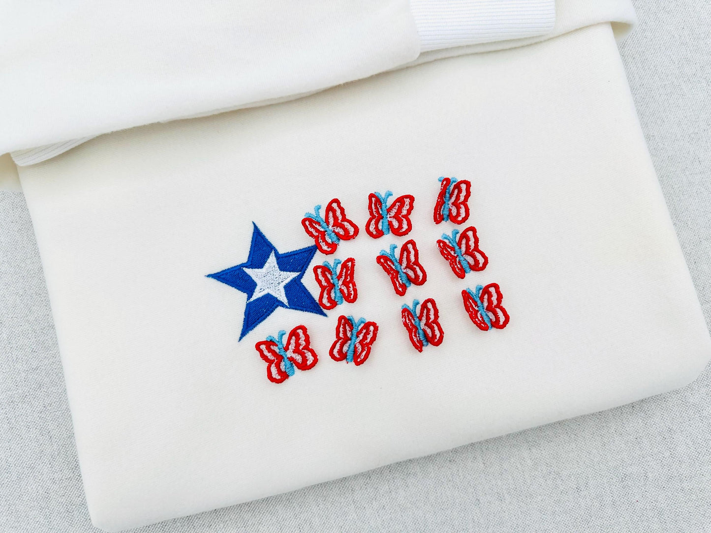 Patriotic Butterfly Flag 3D dimensional FSL Freestanding lace machine embroidery designs 4th of July Independence Day in the hoop ITH