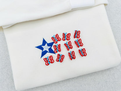 Patriotic Butterfly Flag 3D dimensional FSL Freestanding lace machine embroidery designs 4th of July Independence Day in the hoop ITH