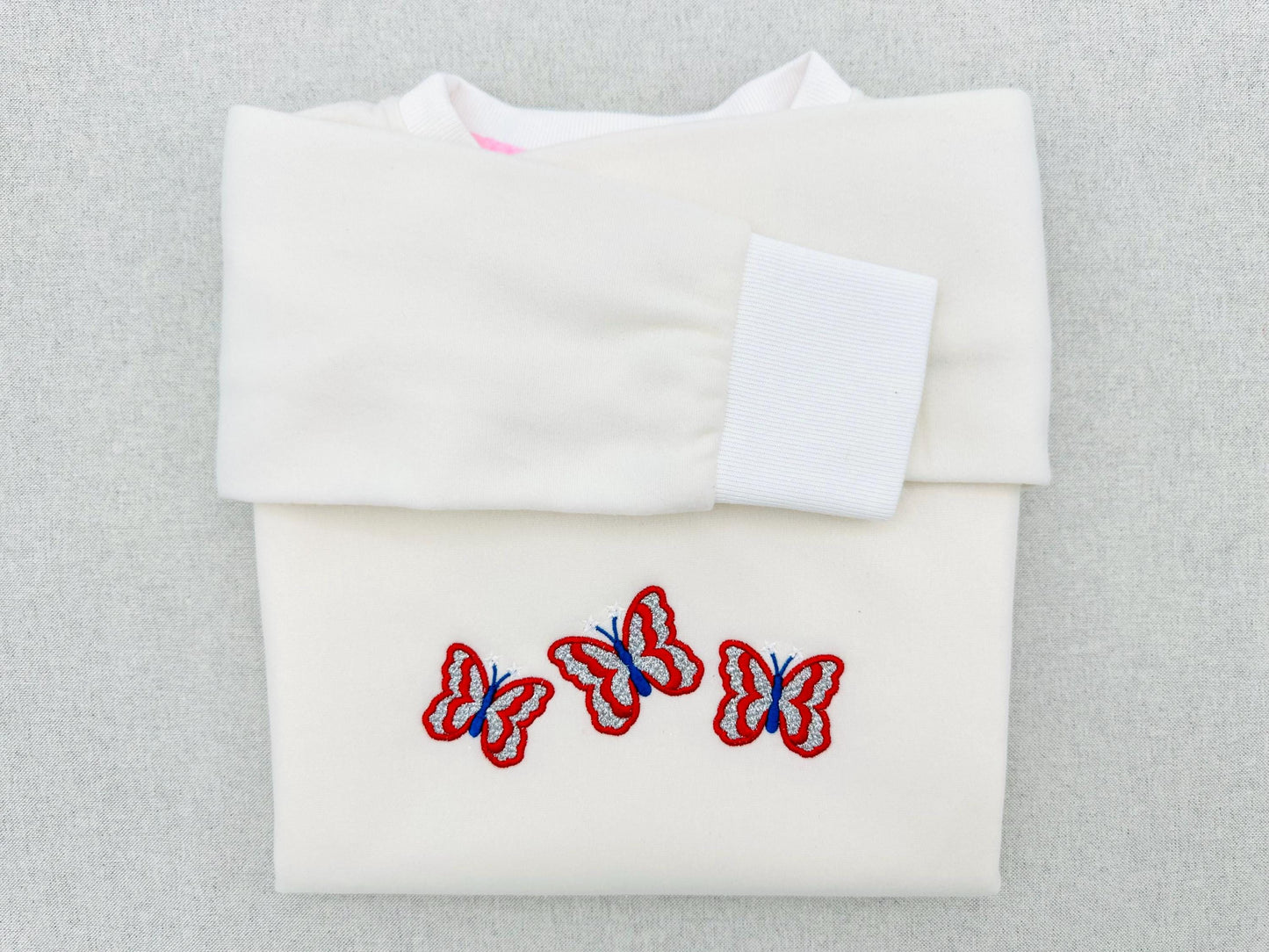 Patriotic Butterfly Glitter HTV vinyl Single Butterfly and Trio machine embroidery designs 4th of July
