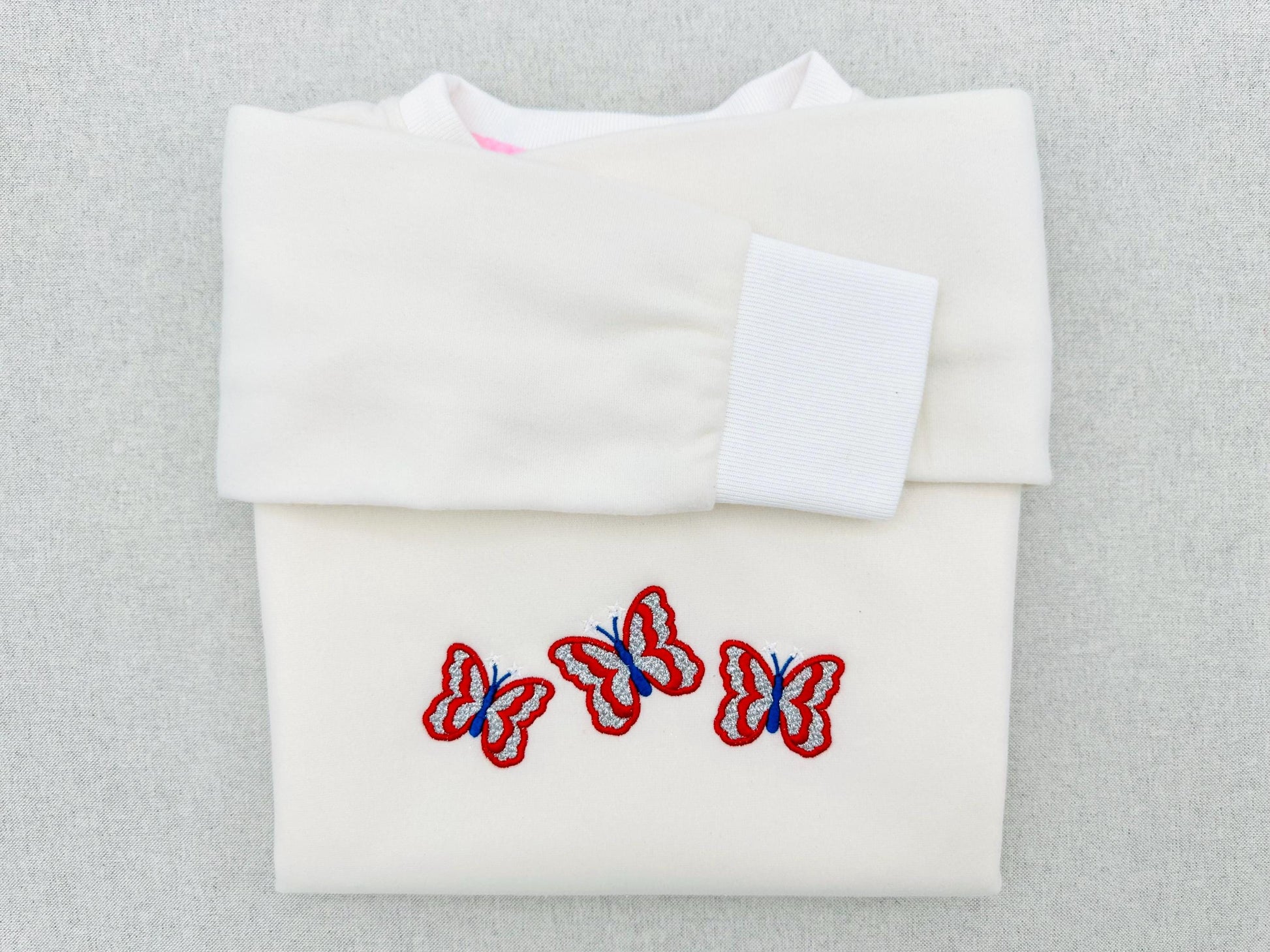 Patriotic Butterfly Glitter HTV vinyl Single Butterfly and Trio machine embroidery designs 4th of July