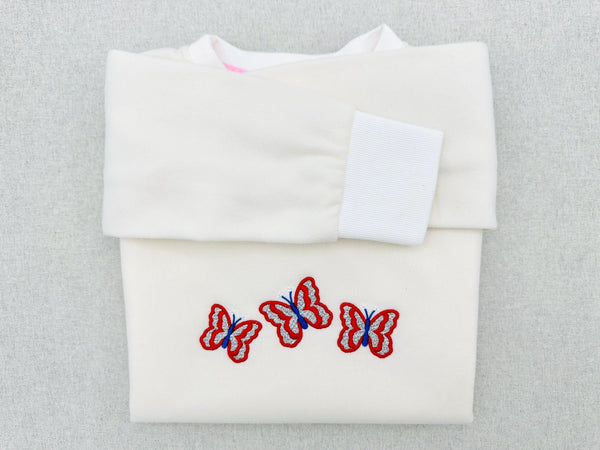 Patriotic Butterfly Glitter HTV vinyl Single Butterfly and Trio machine embroidery designs 4th of July