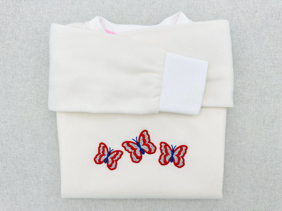 Patriotic Butterfly Glitter HTV vinyl Single Butterfly and Trio machine embroidery designs 4th of July