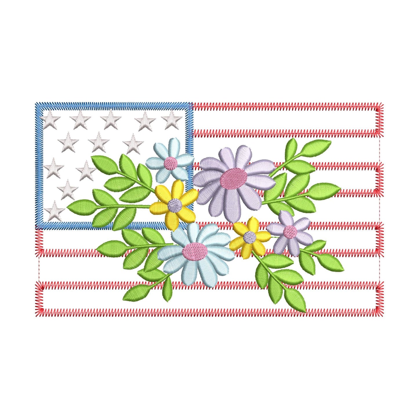 Floral USA Flag Applique