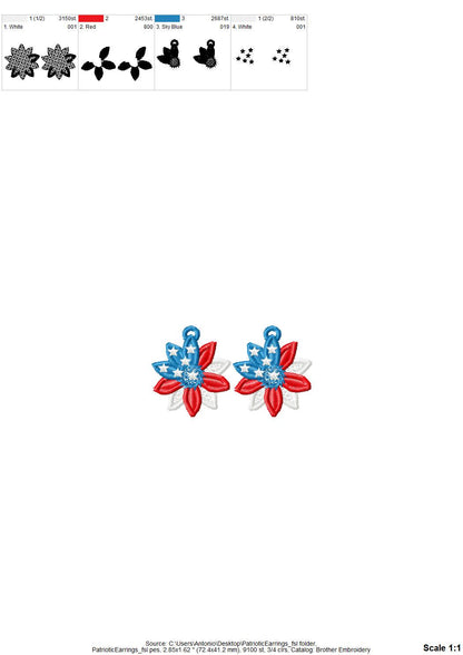 Patriotic Floral Earrings FSL