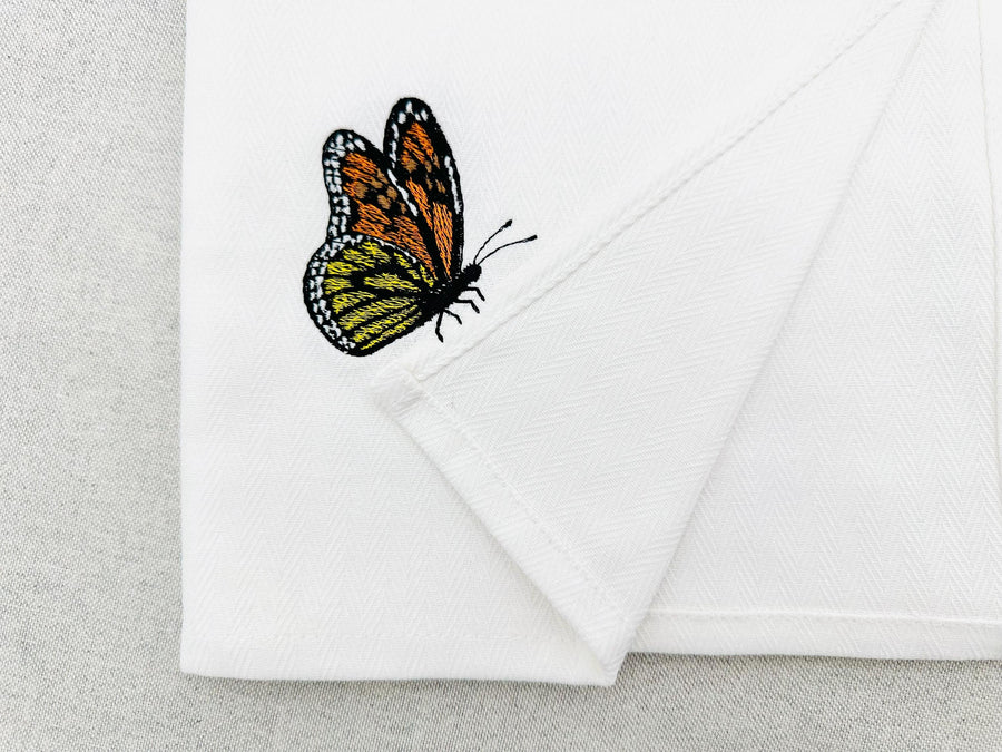 Beautiful Summer Butterfly Monarch thief stealing kitchen dish towel machine embroidery designs ITH