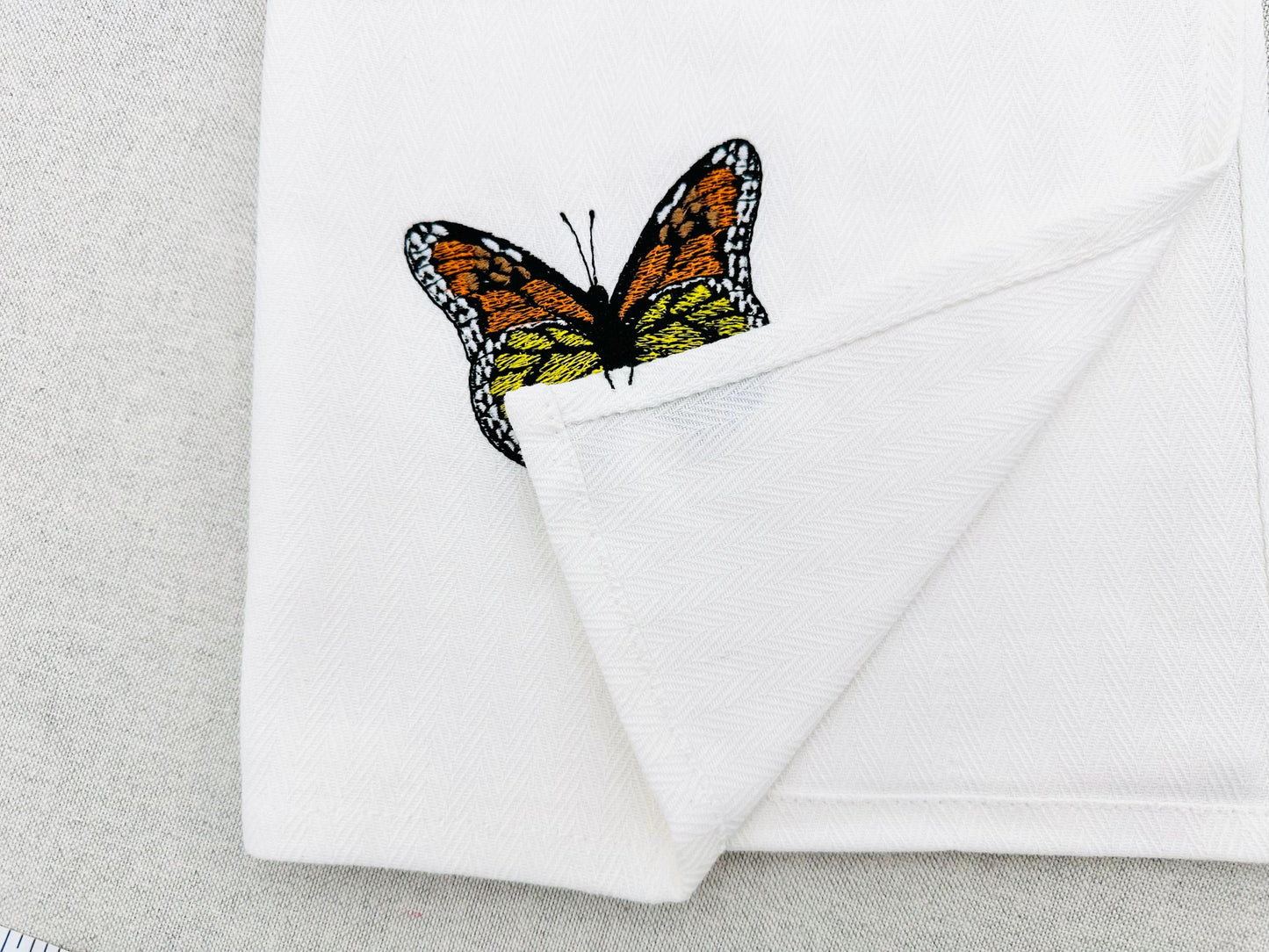 Flying Monarch Butterfly kitchen dish towel girls machine embroidery designs ITH