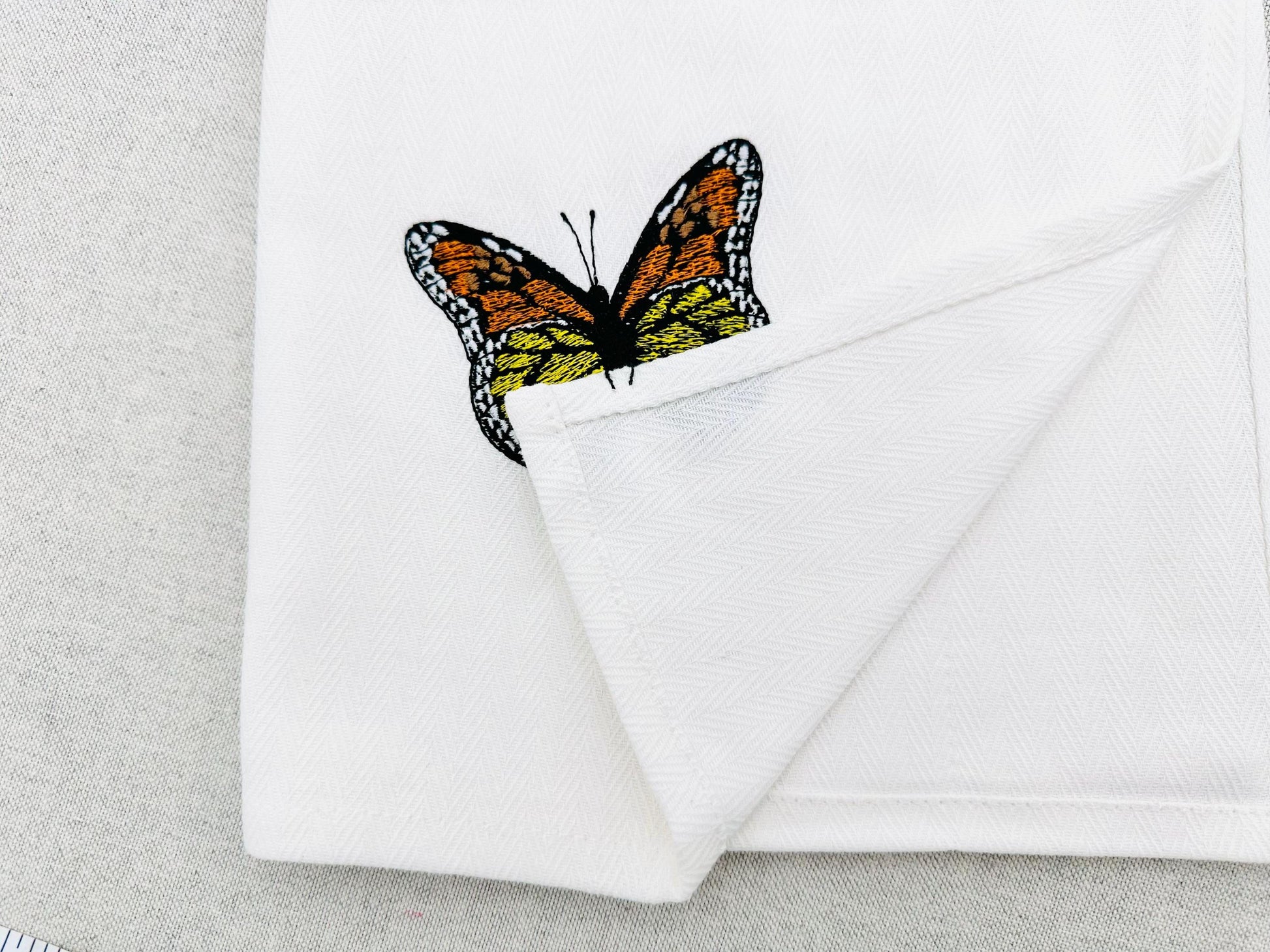Flying Monarch Butterfly kitchen dish towel girls machine embroidery designs ITH