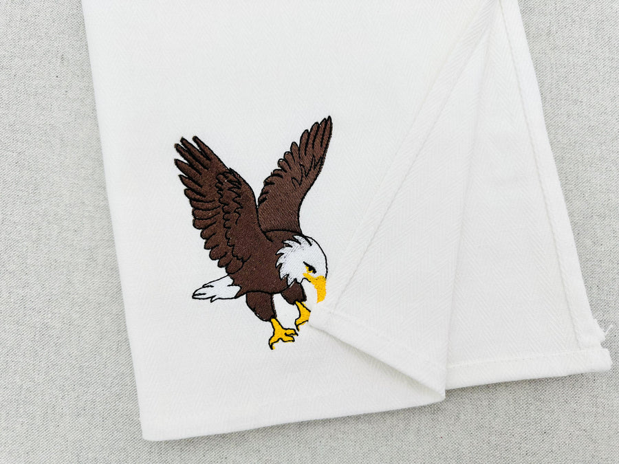 Flying Bald Eagle kitchen dish towel