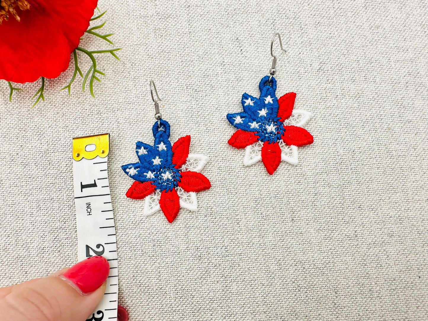 Patriotic Floral Earrings FSL
