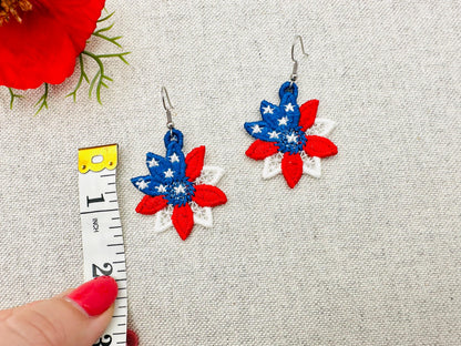Patriotic Floral Earrings FSL