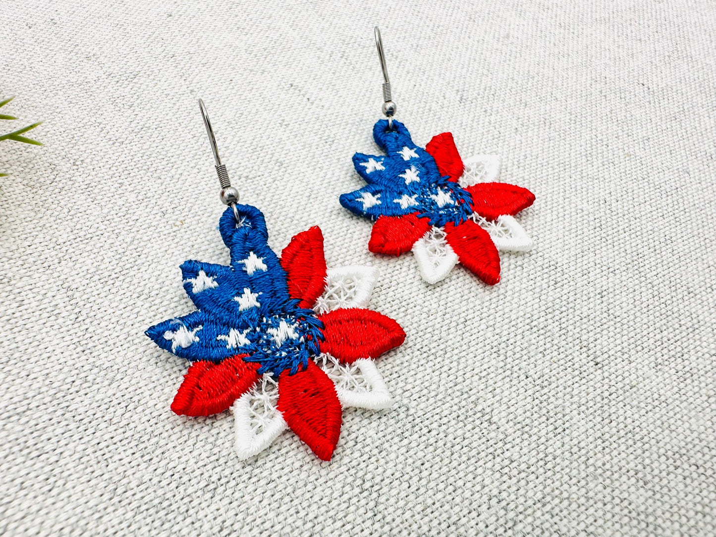 Patriotic Floral Earrings FSL