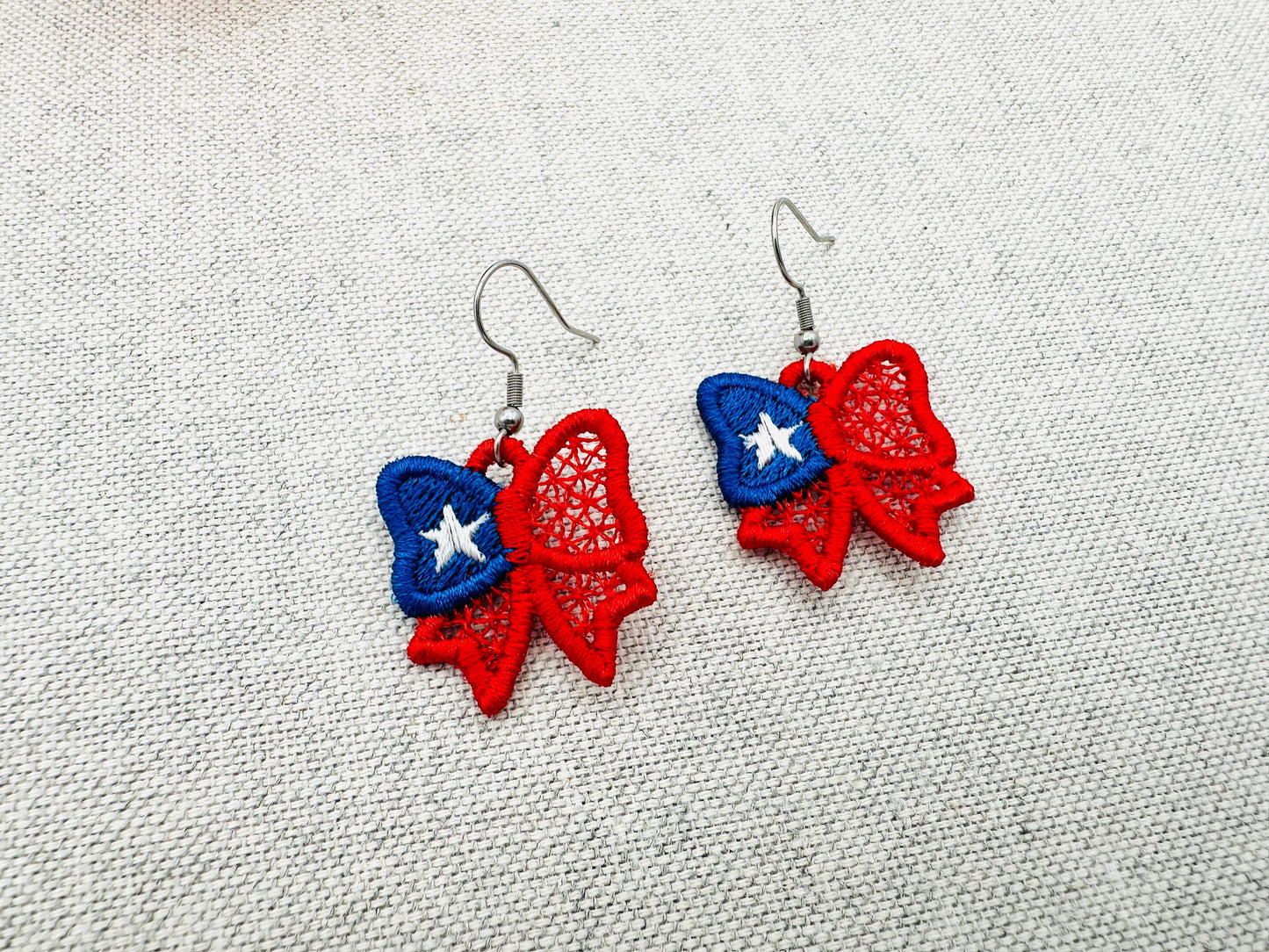 Patriotic Bow Earrings FSL
