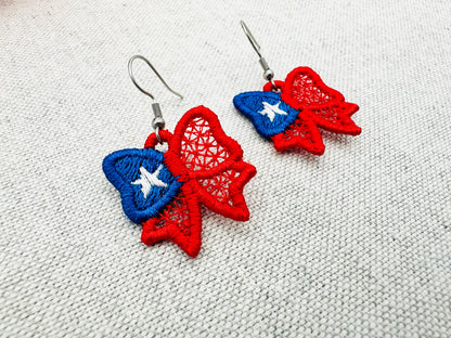 Patriotic Bow Earrings FSL
