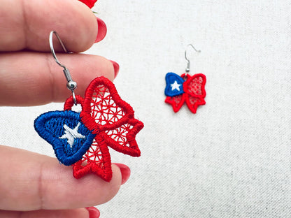 Patriotic Bow Earrings FSL