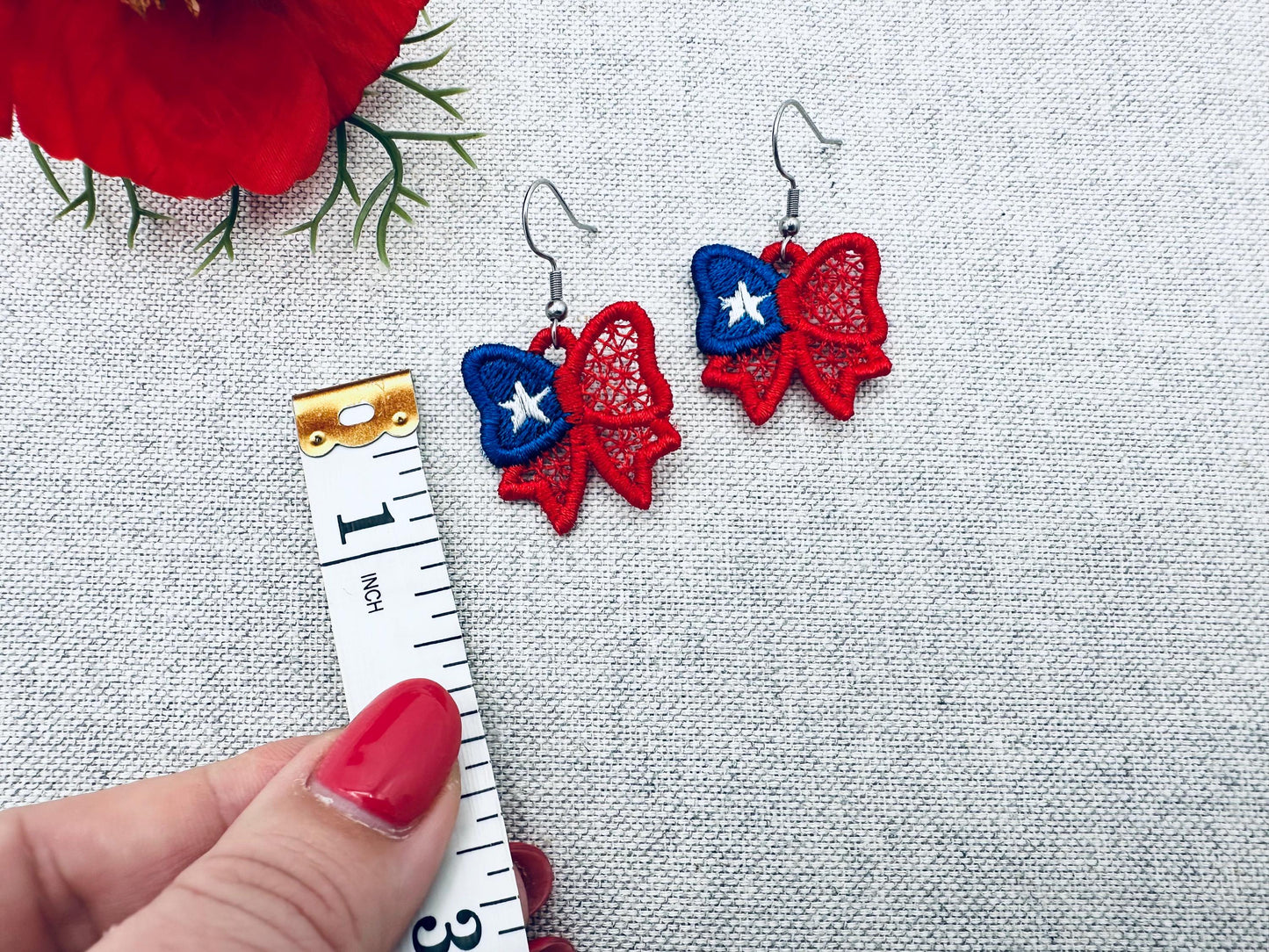 Patriotic Bow Earrings FSL