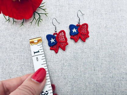 Patriotic Bow Earrings FSL