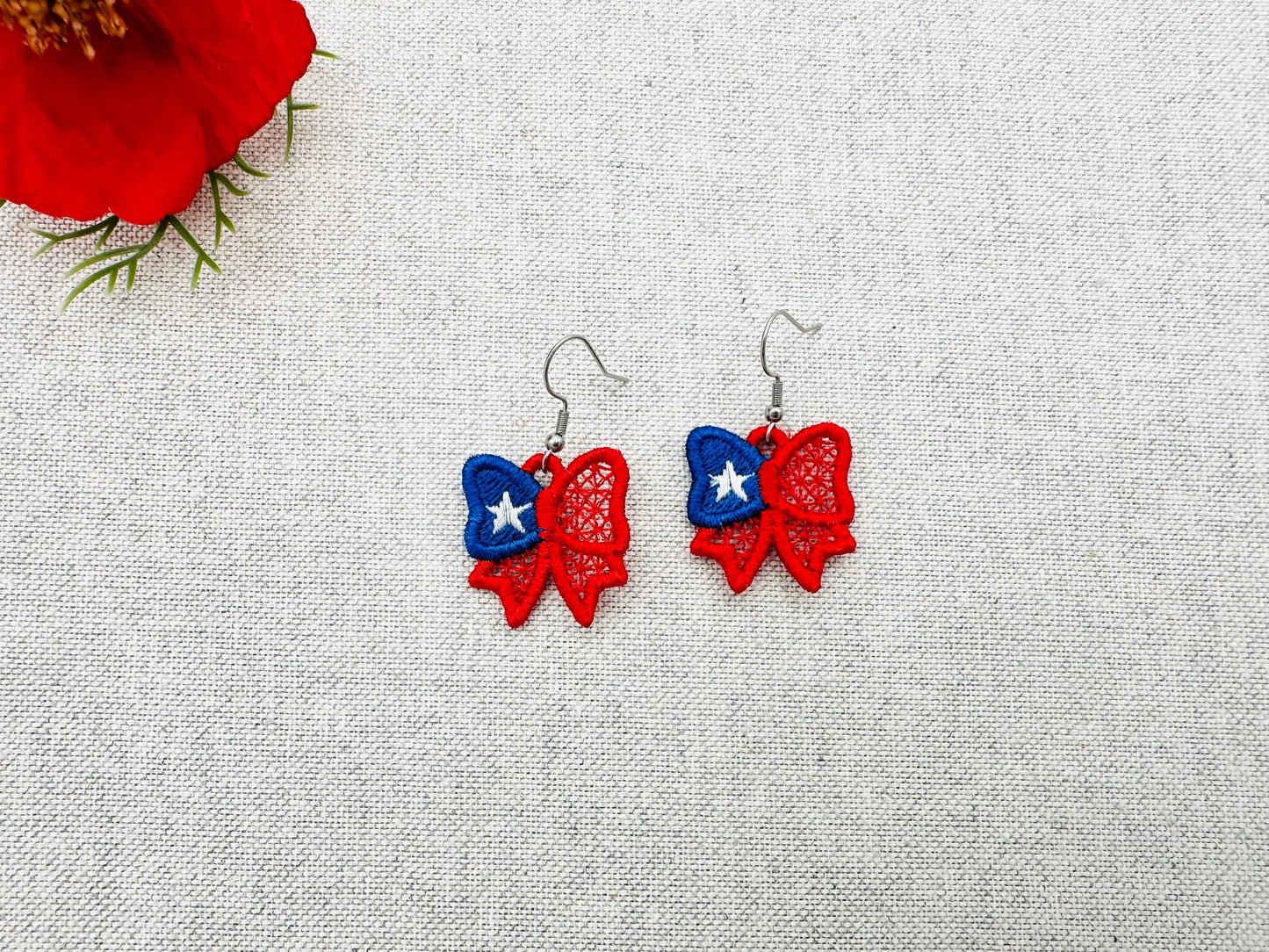 Patriotic Bow Earrings FSL