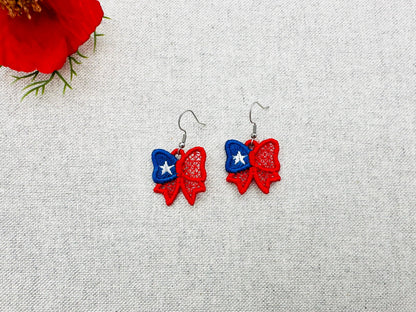 Patriotic Bow Earrings FSL