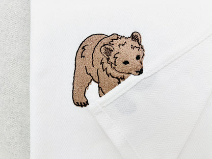 Little Playing Baby Bear Cub stealing kitchen dish towel machine embroidery designs ITH