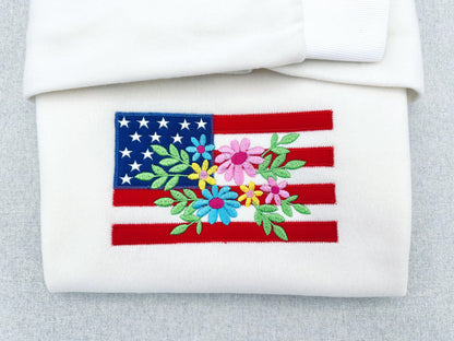 Floral USA Flag Applique