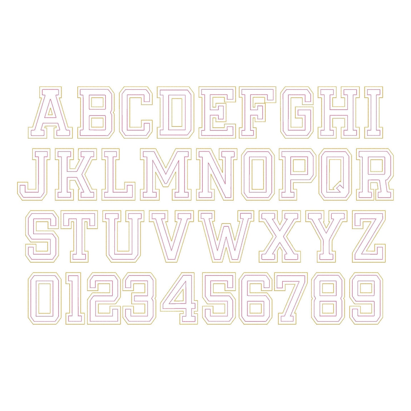Big Monogram raggedy Applique FONT sport bean stitch machine embroidery designs sports block alphabet