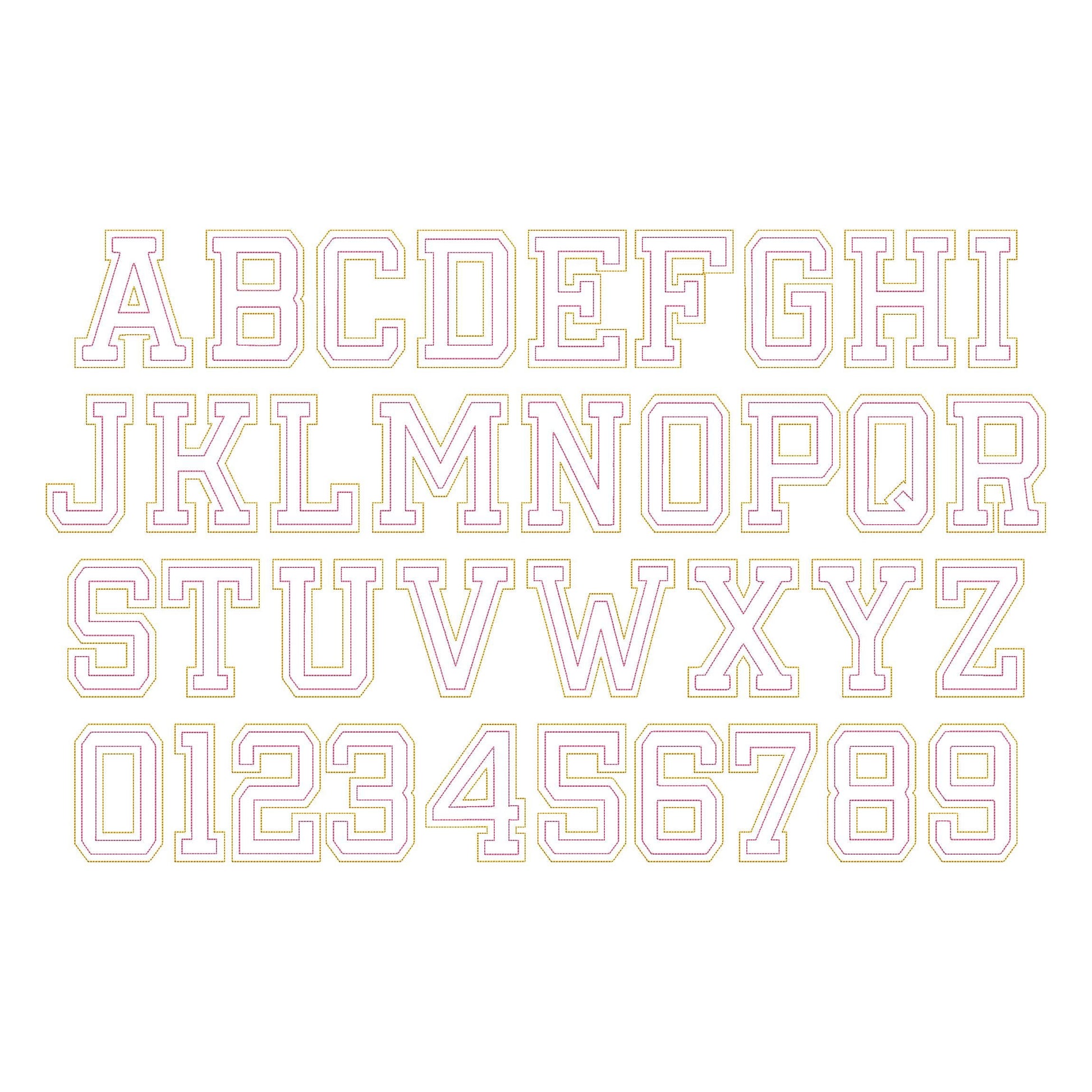 Big Monogram raggedy Applique FONT sport bean stitch machine embroidery designs sports block alphabet