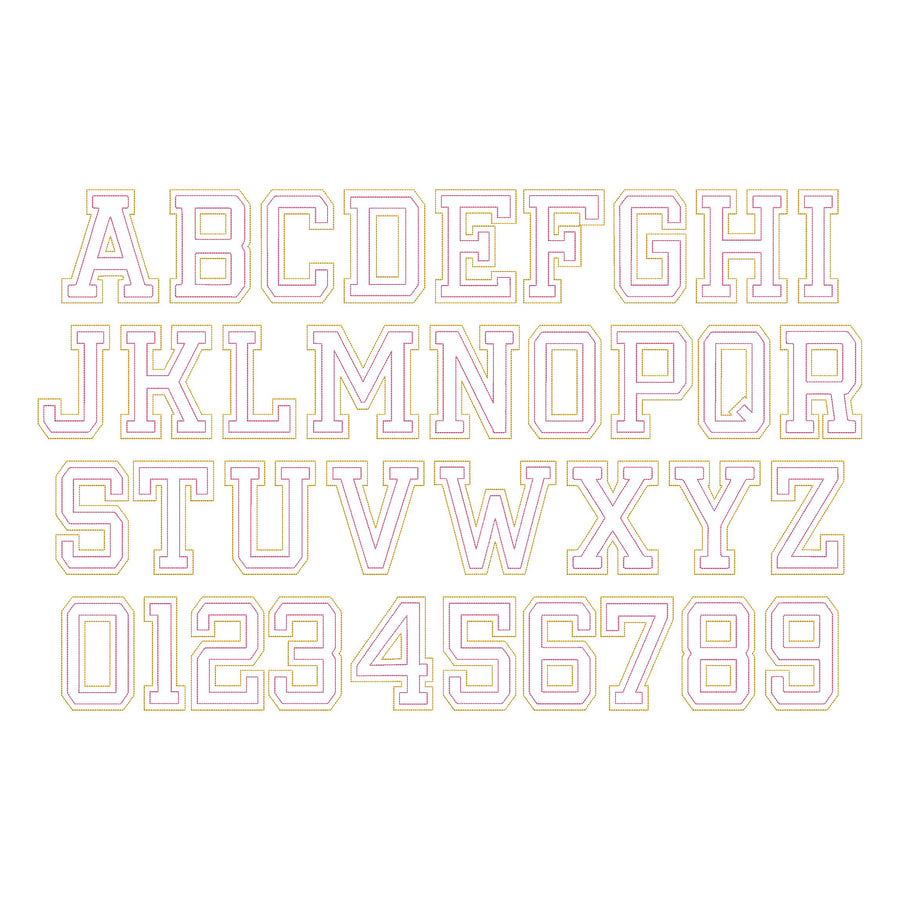 Big Monogram raggedy Applique FONT sport bean stitch alphabet machine embroidery designs