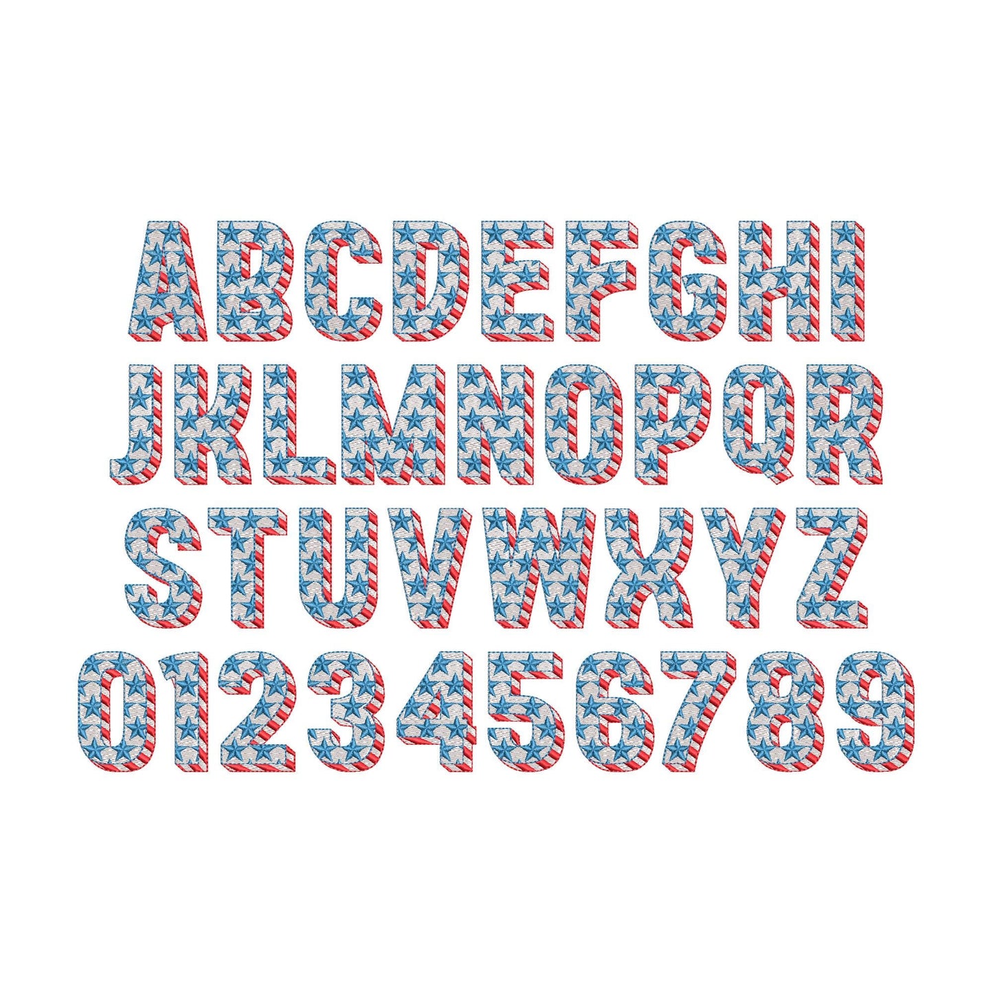 Patriotic Fill Stitch Font