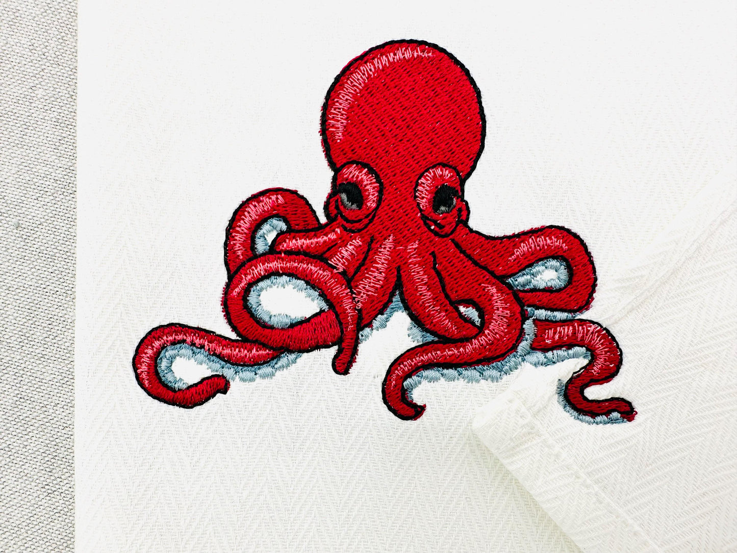 Naughty Octopus stealing kitchen dish towel ocean animal thief machine embroidery designs ITH