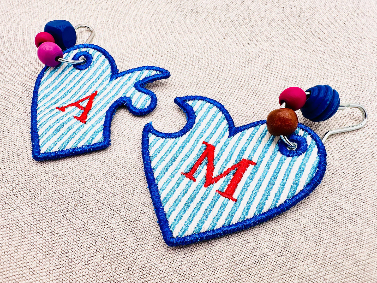 Split Heart Puzzle Bag Tag Charm