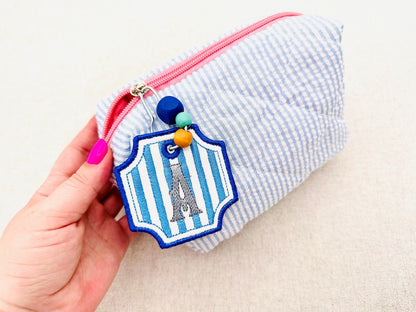 Striped Bag Tag Charm Monogram