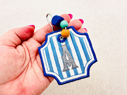 Striped Bag Tag Charm Monogram