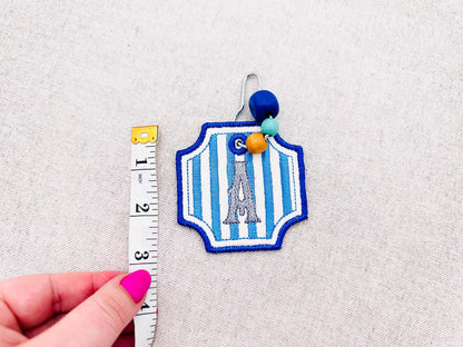 Striped Bag Tag Charm Monogram