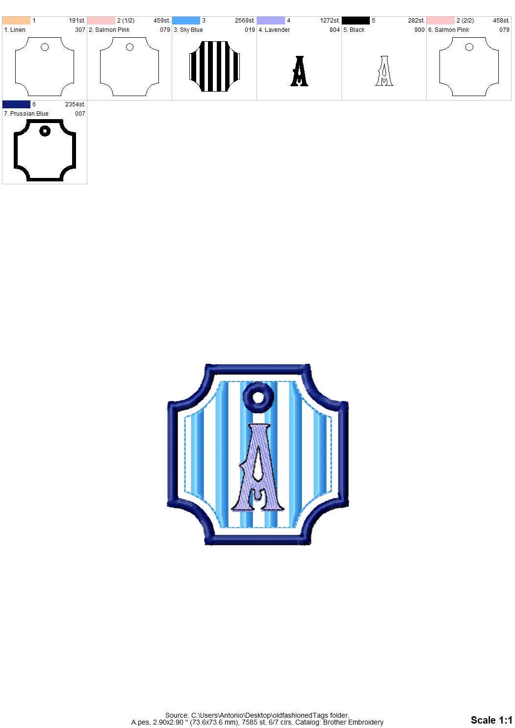 Striped Bag Tag Charm Monogram